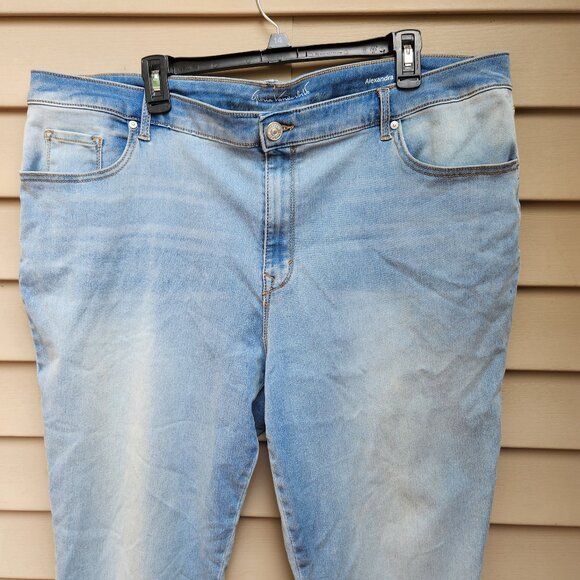 Gloria Vanderbilt Plus Light Wash Blue Skinny Ankle Jeans Alexandra Lace-Up Hem - Picture 4 of 14